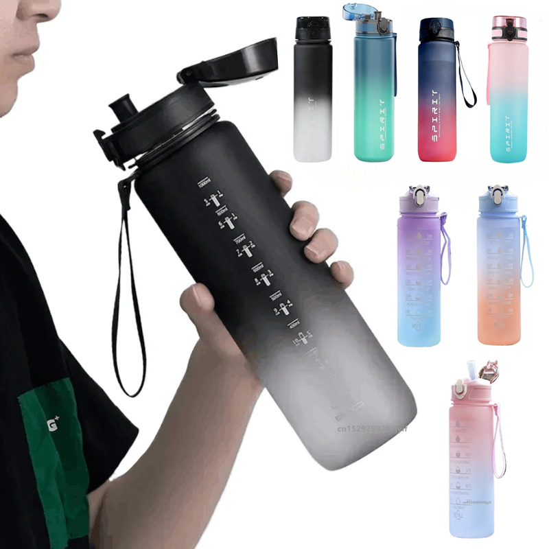 Smart Water Bottle Tracker - Botol Air Olahraga 500ML/650ML/750ML/1000ML Motivasi Anti